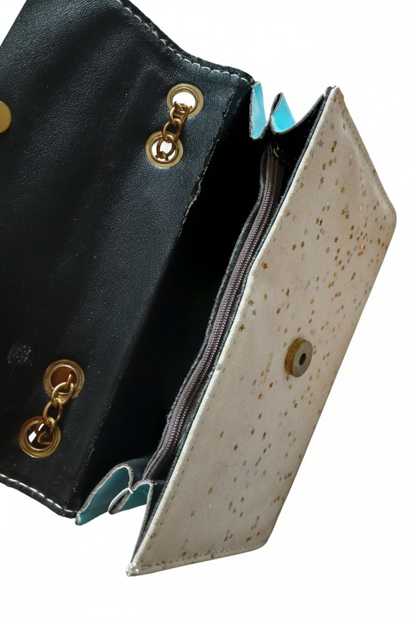 Mint Blue Mini Chain Crossbody Bag – Used, Good Condition