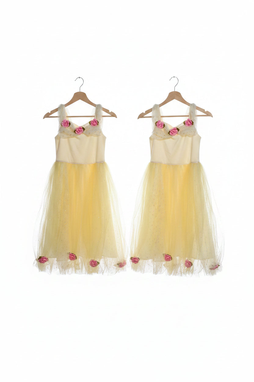 Yellow Floral Tulle Dress (Two Available) – Size 5T 5 Years (Used)