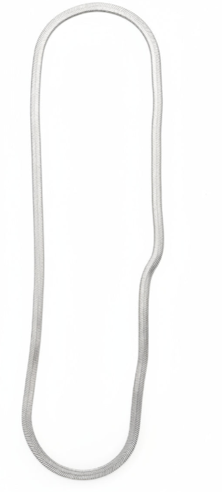 Thick Silver Herringbone Snake Chain Necklace
