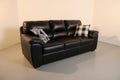 3-Piece Black Leather Couch – Used, Good Condition