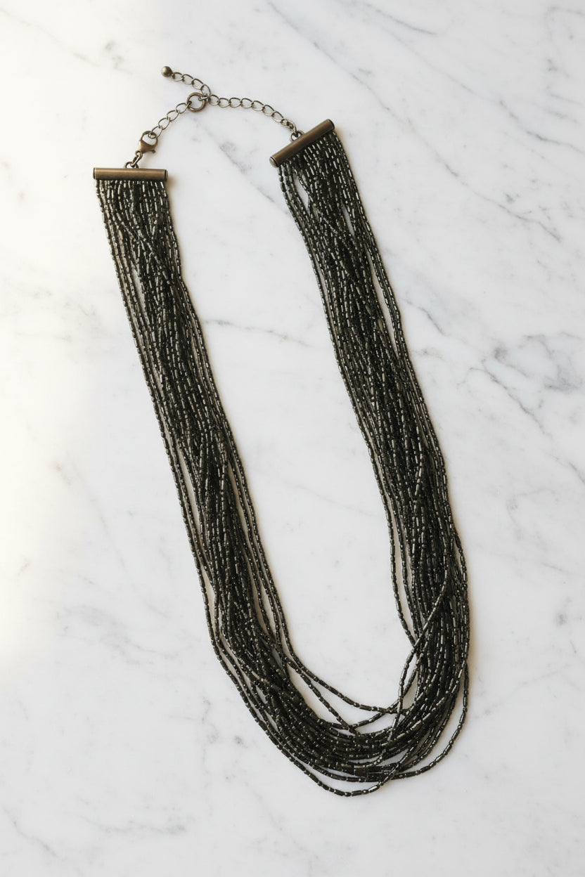 Paparazzi Multi-Strand Dark Beaded Necklace – Like New