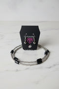 Paparazzi Black & White Beaded Bracelet & Silver Earrings Set – Brand New